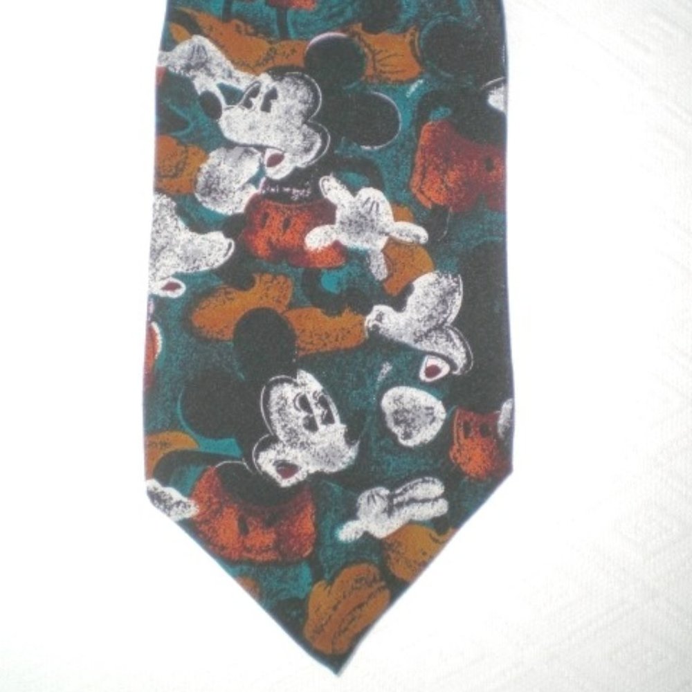 Mickey Mouse Balancine Vintage silk tie black blue print made in USA